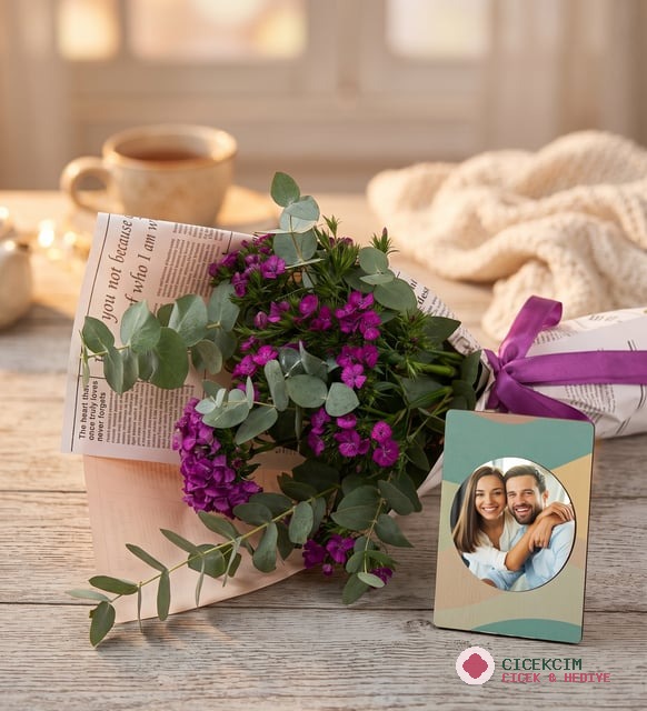 Gazete Bukette Hüsnüyusuf ve Stickerlı Çerçeve