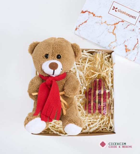 Peluş Ayıcıklı ve Gül Kekli Hediye Kutusu