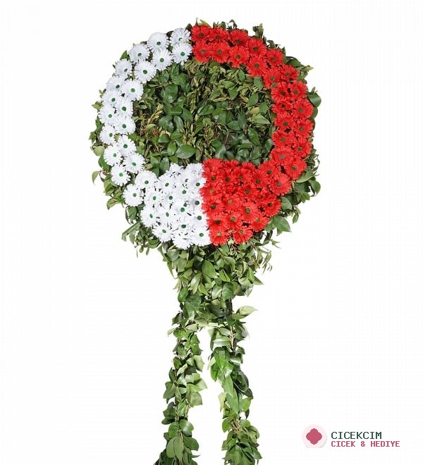 Kırmızı Beyaz Merasim ve Cenaze İçin Çelenk